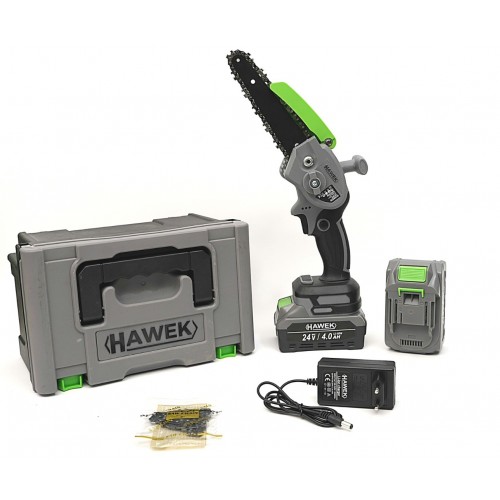 Акумулаторен мини трион 24V 4Ah с 15 см шина HAWEK