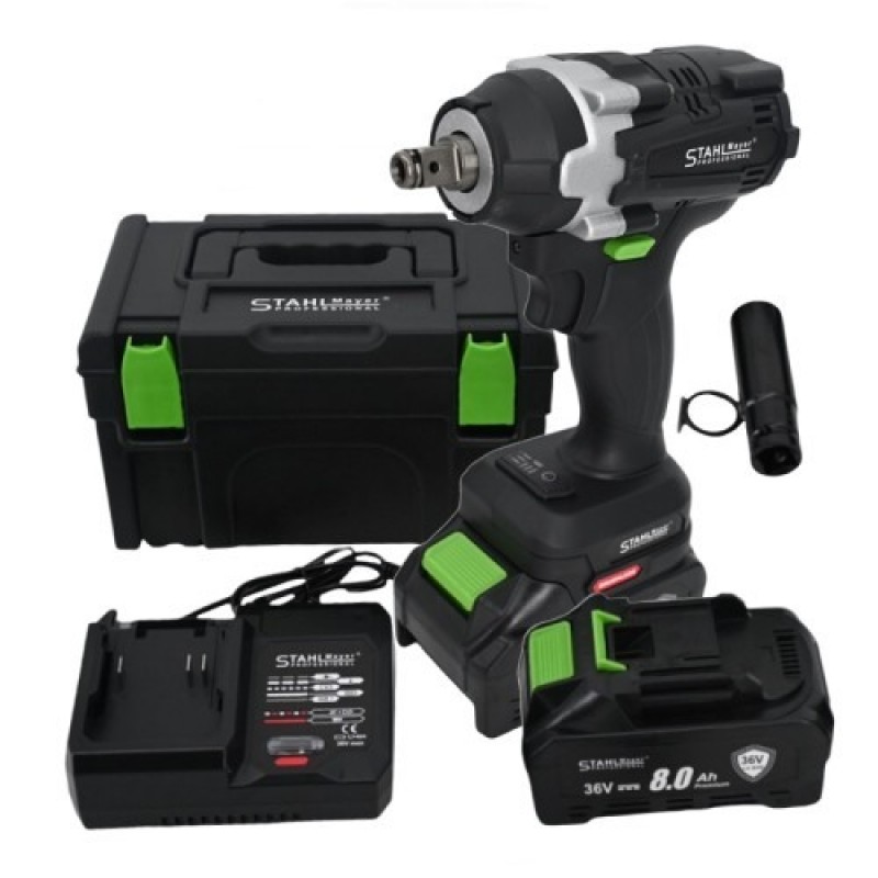 Комбиниран акумулаторен ударен гайковерт / винтоверт 36V 8Ah StahlMayer Black XR с подарък дълбока вложка - цена