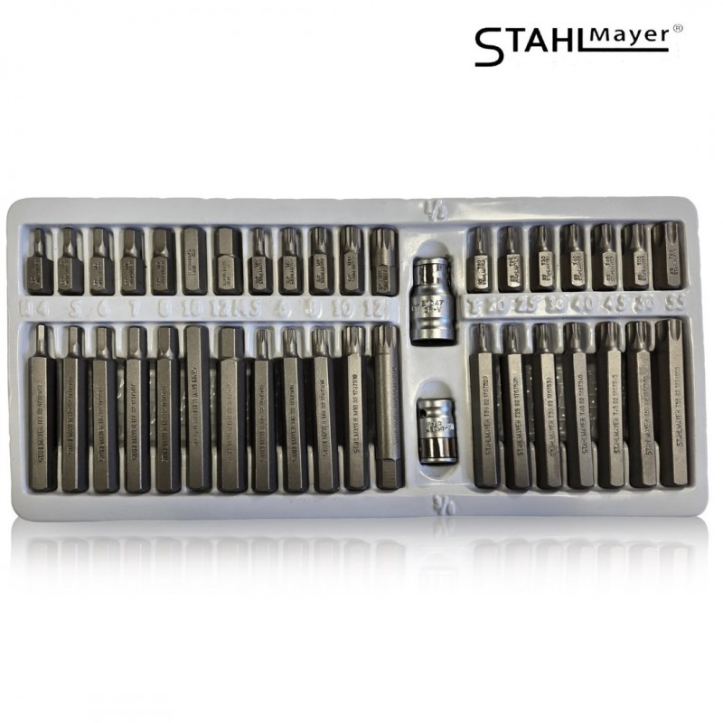 Комплект битове-накрайници STAHLMAYER , SM4401 , Hex, XZN и Torx, 1/2", 3/8", 40 броя - цена