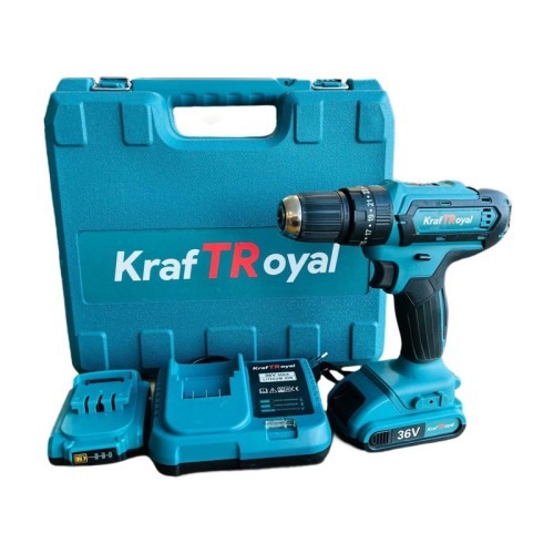 Акумулаторен  винтоверт с 2 батерии и 25 части в куфар 36V 8Ah KraftRoyal
