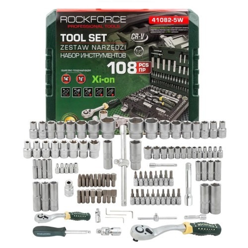 Гедоре 108 части 1/2'' и 1/4'' със специални вложки RockForce XI-ON