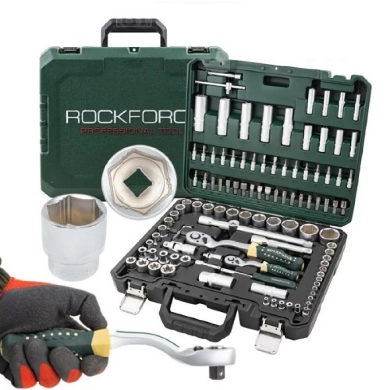 Гедоре 108 части 1/2'' и 1/4'' със специални вложки RockForce XI-ON - цена