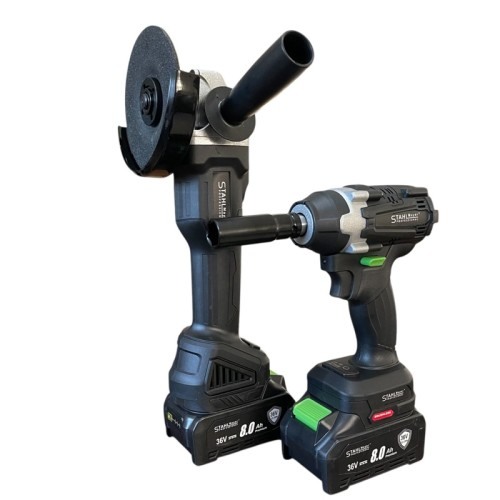 Комплект от акумулаторен ударен Гайковерт и Ъглошлайф 36V 8,0Ah StahlMayer Black XR