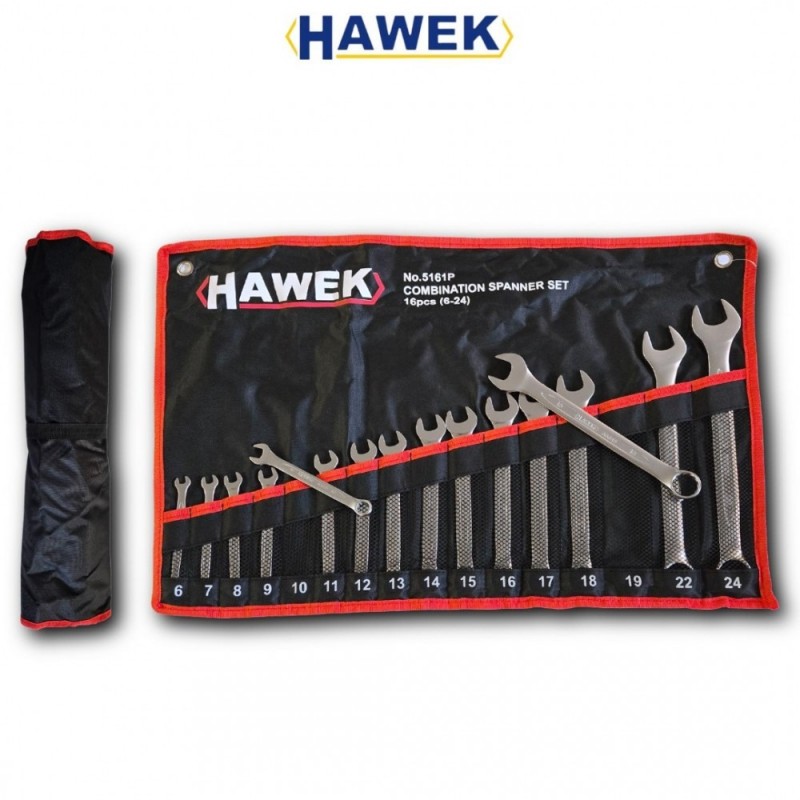 Професионален комплект звездогаечни ключове HAWEK , 16части (6-24мм) - цена