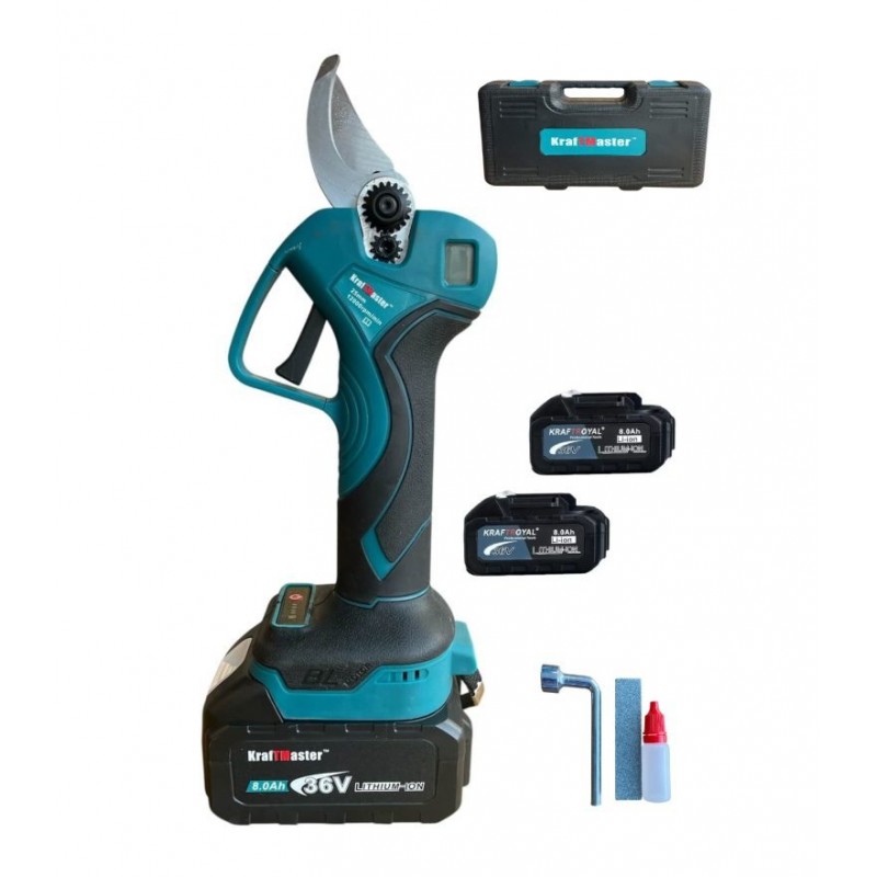 Акумулаторна Безчеткова Лозарска Ножица KRAFTMaster-PRO с 2 Батерии 36V 8AH - цена