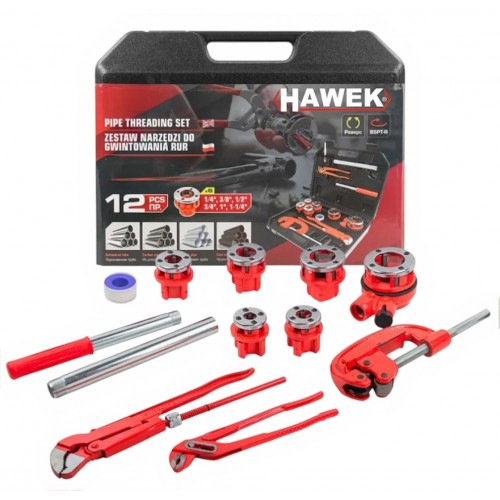 Комплект винторезка с 6 глави и инструменти 12 части HAWEK