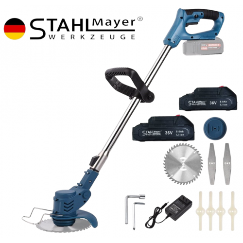 Немски Акумулаторен Тример STAHLMAYER 36V 8,0AH Градински Безжичен Храсторез Косачка за трева